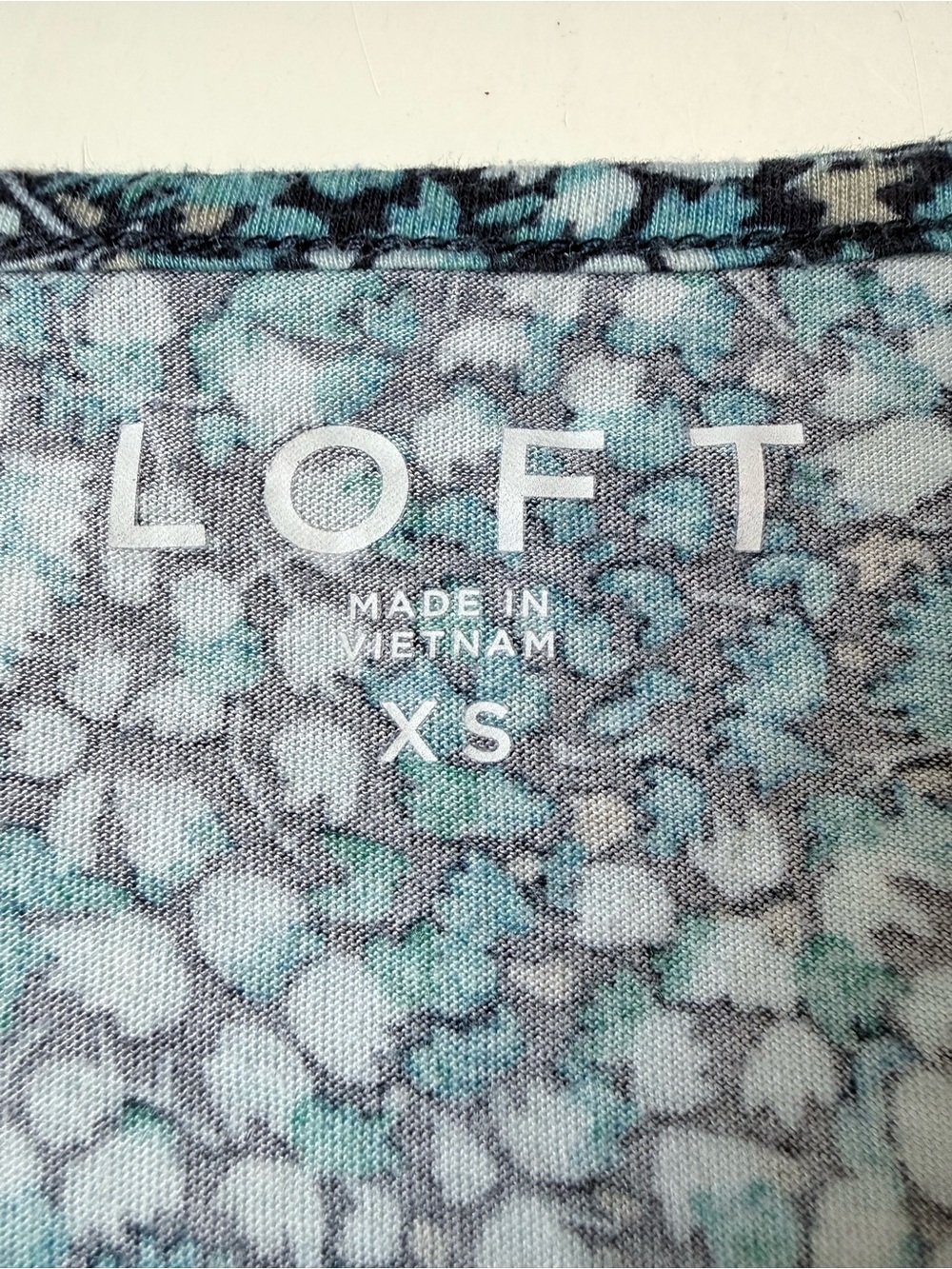 LOFT Floral Scoop neck Cap-Sleeve Cotton Modal T-Shirt Teal Blue Size XS - Picture 4 of 5